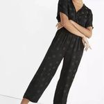 Madewell  Wrap Front Smock Waist Jumpsuit in Dot Jacquard Size Small Black Photo 1