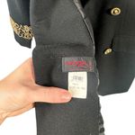 Moza New York Black Gold 100% Wool Blazer Regency Acedamia Preppy Womens 7/8 Photo 2