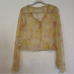 Free People  Intimately Postcard From Paris Long Sleeve Top M Yellow Floral Lace Photo 9
