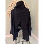 Free People Small FP Beach Boho Black Sweater Cowl Neck Light Poncho Shawl Wrap Photo 7
