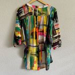 John Mark  Colorful Abstract Sheer Blouse Size Medium EUC‎ Photo 3