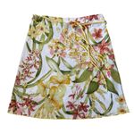 Vintage JOHN PAUL RICHARD Petite Floral Print Midi Skirt with Tie Waist Retro White Size 4 Photo 0