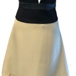 Ann Taylor Day Dress Stretch Poly Blend Black Tan White Dbl V Neck Lined Zipper Photo 3
