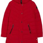 Michael Kors NWT Hooded 450 Fill Power Longline Puffer Jacket S Crimson Photo 3
