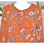 Altar'd State Cute Boho Fall Orange Long Balloon Sleeve Tunic Top Size M Floral Photo 1