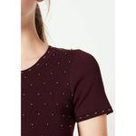 Sandro  Montaigne Red Bordeaux Bead Embellished Studded Sweater Knit Dress 36 XS Photo 5