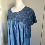 Lucky Brand  Shirred Blue Chambray Short Sleeve Dress Photo 1
