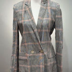 Bershka SALE! Gray Plaid Long Linen Blend Blazer Size S EUC Photo 0