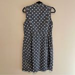 Boden Blue White Polke Dot Sleeveless Button Down Shirt Dress Size 10 Long Photo 3