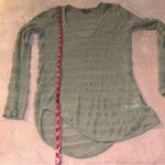 Helmut Lang Helmut gray mesh sheer long sleeve sweater v-neck asymmetric hemline size S Photo 8