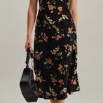 Rihoas Black Floral Shirred Slip Maxi Dress Size M Photo 3