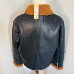 Rebecca Minkoff Faux Shearling Vegan Leather Moto Jacket, Black/Brown, Large NWT Photo 10