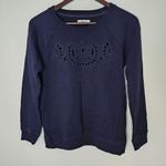 Madewell Sweatshirt Crewneck Embroidered Cutout Navy Blue Casual Neutral Comfy Photo 6