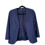 Theory  Lindrayia Blazer Navy Sea Blue Size 2 Collarless Jacket Wool Business Photo 2