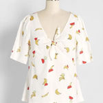 Modcloth ✨ Pack a Picnic Tie Front Linen Sz Small Shirt✨ Photo 0