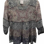 Knox Rose Knox Rose Floral Paisley Chiffon Crochet Detail 3/4 Sleeve blouse Size XS Photo 0