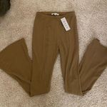 Ribbed Brown Flare Leggings Photo 0