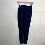 New Mix Navy Ruched Butt Textured Leggings Photo 2