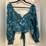 Band of Gypsies NWT BAND OF the free Sybille Size medium Teal Blue Floral Crossover Cropped Top Photo 2