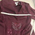 Blazer & Skirt Suit Elegant Burgundy Embroidered Blazer Pride & Joy 14 W Red Size 14W Photo 7