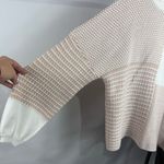 Oatmeal Mixed Pattern Knit Tie Keyhole Drop Shoulder Sweater Size Large Tan Photo 4