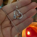 Bunny, Strength, Beauty, Happiness Heart CZ Necklace Orange Photo 0