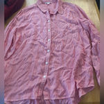 BeachLunchLounge red and white striped button up long sleeve shirt, size Large. Photo 0