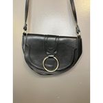 8 by YOOX Crossbody Bag Womens Black Calfskin Leather Ring Flap Made in Italy Photo 1