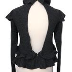 Ganni Phantom Gray Ruffle Open Back Wool Sweater XS NWT Photo 3