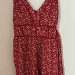 American Eagle  red floral sleeveless spaghetti strap romper with pockets size S Photo 0