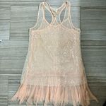 Free People Intimately Pink Sequin Sheer Ruffle Slip Mini Dress- Size Medium Photo 1