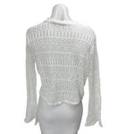ZARA  White Long Bell Sleeve Open Knit Crochet Crew Cover Up Blouse Top Size L Photo 1