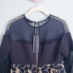 Mary D'aloia Black Long Sleeve Mesh Embroidered Applique Dress Size 4 Photo 9