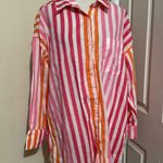 Beach Riot Shirt Womens Large Alexa Striped Button Up Pocket Casual Summer Top Photo 2