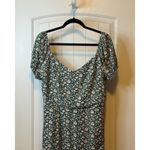 Source Unknown ASU Wish Floral Jumpsuit Cottage Core Green Puff Sleeve Tie Front Boho Chic # Photo 8