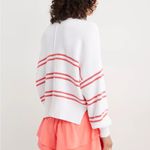 Aerie NWT Beyond Cropped Sweater in White & Red Stripe Women’s Large 100% Cotton Photo 1