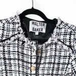 Walter Baker  Women Baca Jacket Size L Beige Tweed Fringe Trim Faux Leather Photo 9