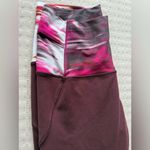 Lululemon  Burgundy‎ Leggings w Printed Waist Wunder Under Size 6 Photo 5