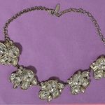 Ann Taylor  Chunky diamond crystal flower silver Necklace Photo 0