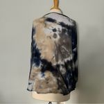 The Comfy BiBi Navy Blue Tan White Tie Dye Waffle Knit Long Sleeve Top Size L Photo 4