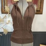 Old Navy Vintage Y2K  Brown Metallic Sleeveless Halter Hoodie Zip Vest - S 💚🎀 Photo 2