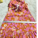 Warm Sierra Midi Dress Women's Size 3 Pink Orange Floral Ruffle Sleeveless RTR Size L Photo 10