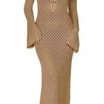 Saodimallsu Brown Long Flare Sleeve Maxi Length Crochet Cover Up Size X Photo 0