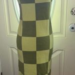 Knit Bodycon Dress for Women Green Plaid Size L Photo 0