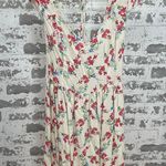 Hollister Floral Print Mini Dress Cream & Red Cap Sleeve Size Small Photo 0