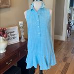 Sleeveless Collared Button Down Baby Blue Shirt Dress Mini New Size XS Photo 1