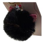 Studio Faux Fur Black Cat Bag Charm Keychain w/ Pink Ears – New on Card Photo 2