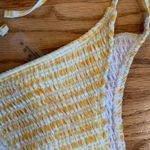 SheIn NWOT Yellow White Bikini Smocked Cheeky M Photo 5