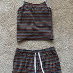 Calvin Klein  Pajama Set Tank Shorts Top Rainbow Striped Medium Photo 0