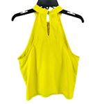 Bebe  Halter Top Womens XS Yellow Pleated Front Keyhole Summer Timeless Modern Photo 5